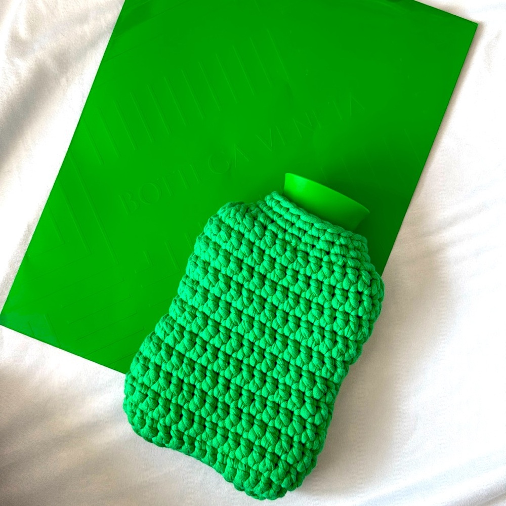 Bottega Veneta Hot Water Bottle with green crochet knit case